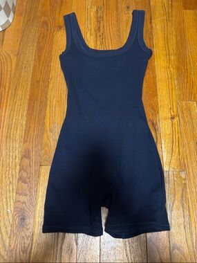 Skims Cotton Rib Romper in navy